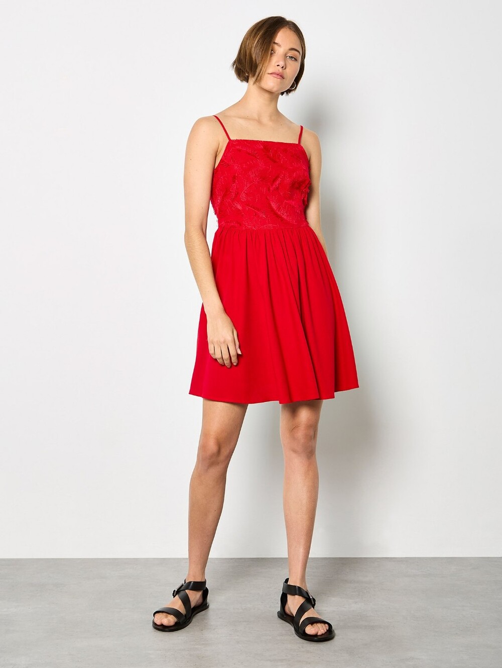 Spaghetti Strap Dress With Textured Bust